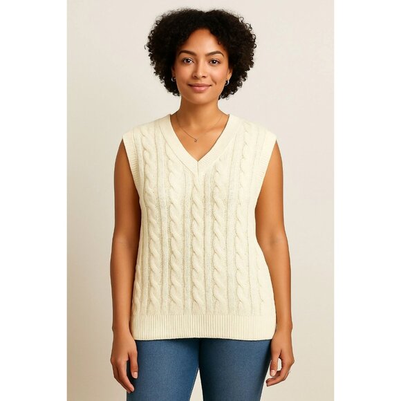 LuLaRoe Sweaters - New LuLaRoe Cable Knit Cream Sleeveless Sweater Vest XL 100% Acrylic